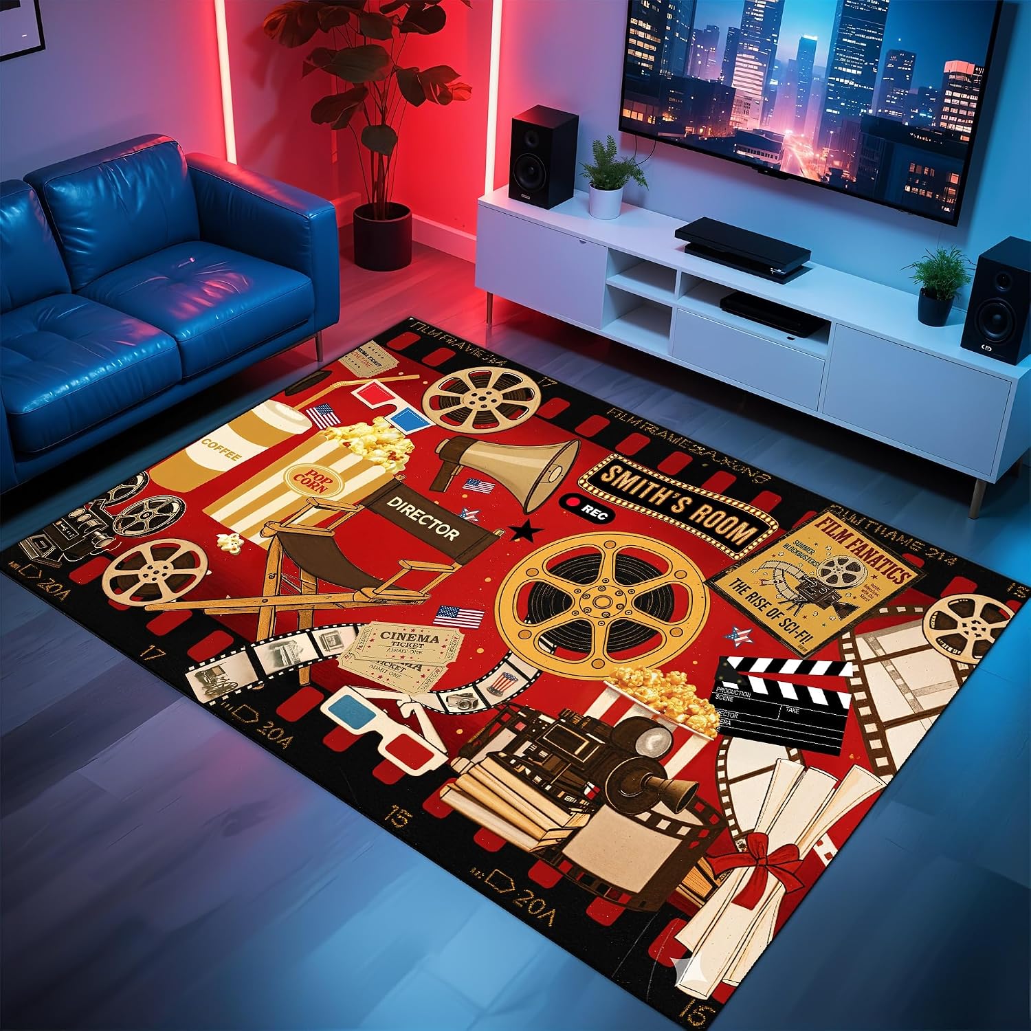 Home Cinema Night - Tapis sur mesure à thème cinéma,