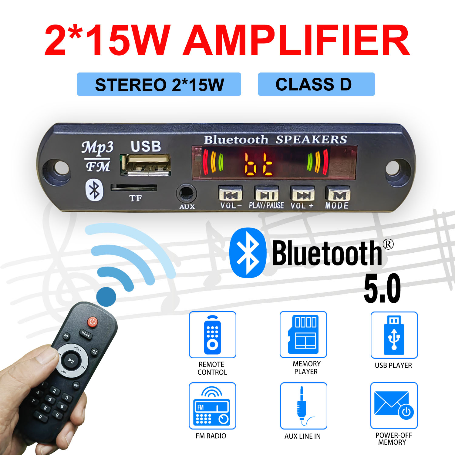 Surround Sound Decoder - Carte décodeur amplificateur Bluetooth 5.0 DC