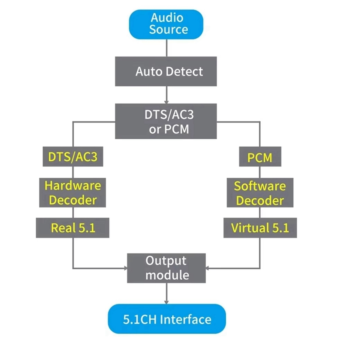 Décodeur Audio AU47-DAC651C 5. - Surround Sound Decoder avis et prix