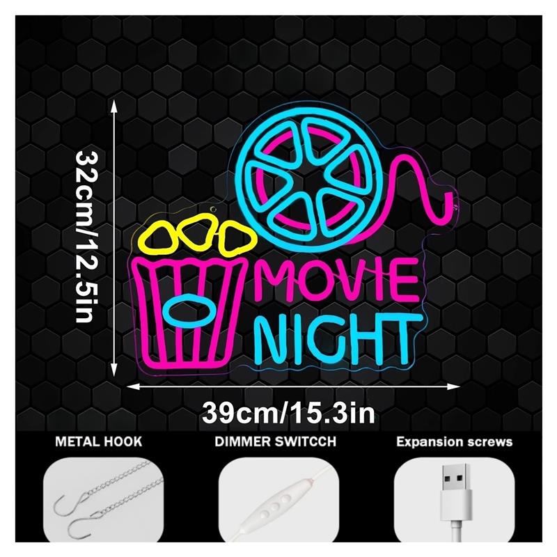 Enseigne néon « Movie Night »  - Home Cinema Night avis et prix